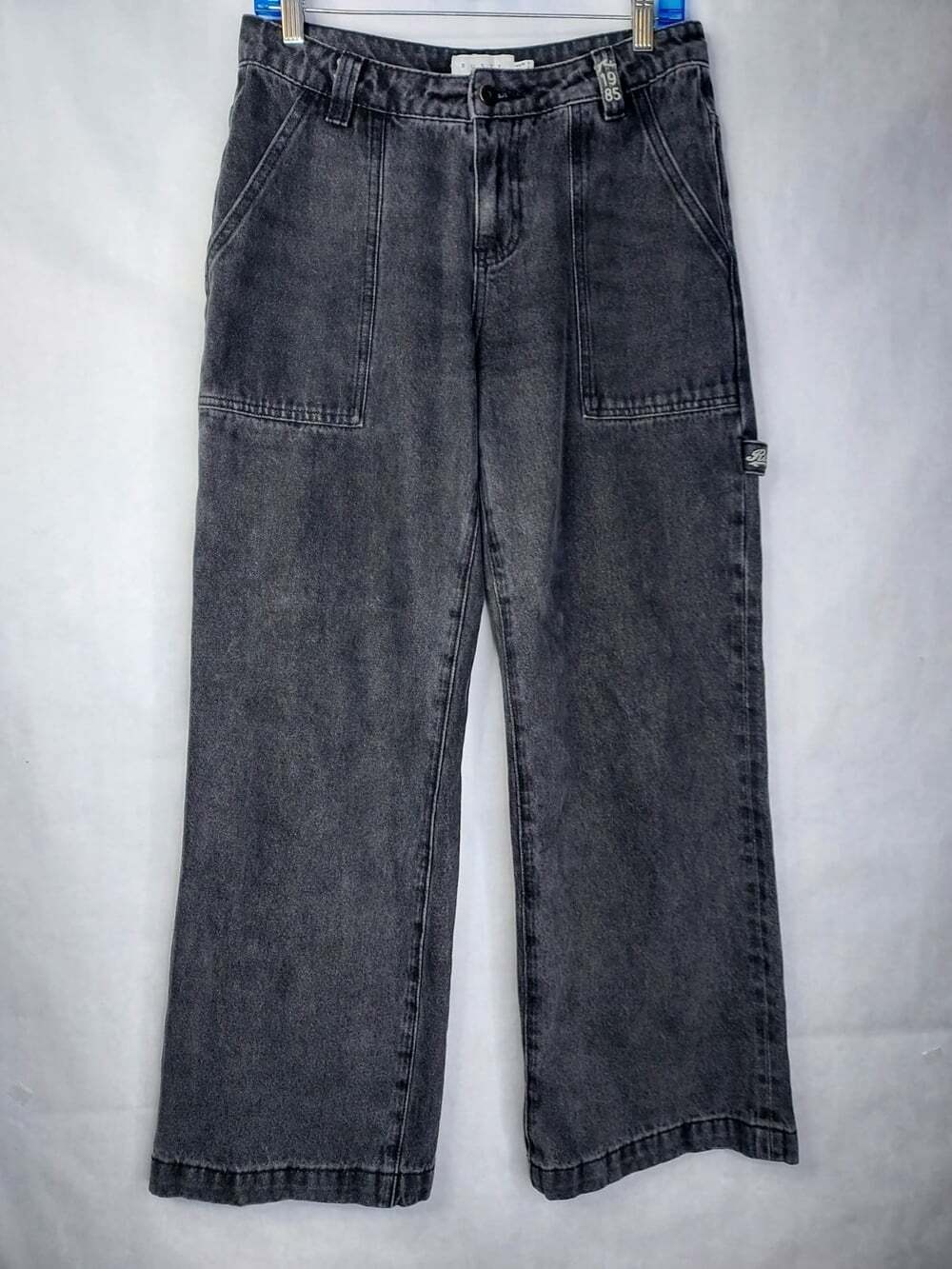 Rusty Carpenter Wide Leg Jeans Women's S Baggy Fit Grey Utility Indie Streetwear
